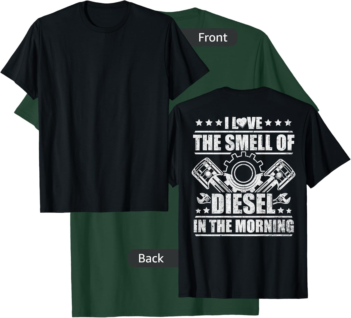 Truck Driver Novelty Diesel Flue Trucker Design On Back T-Shirt - T-Shirt | Forest