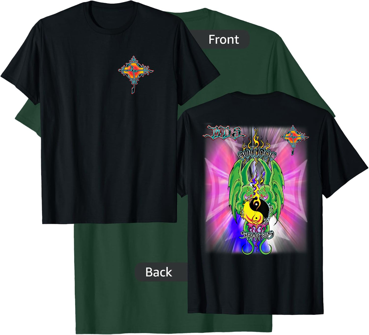 BDS 2 Dragons Bulldog Skates Design Venice POP Men Women Kids T-Shirt - T-Shirt | Forest