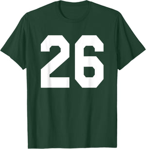 Number 26 Sports Jersey Front and Back Team Player T-Shirt - T-Shirt | Forest