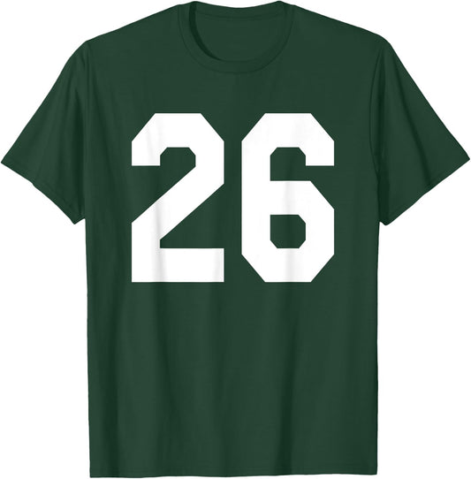 Number 26 Sports Jersey Front and Back Team Player T-Shirt - T-Shirt | Forest