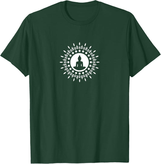 Buddha Meditation Sunflower Mandala Buddhism Yoga Symbol T-Shirt - T-Shirt | Forest