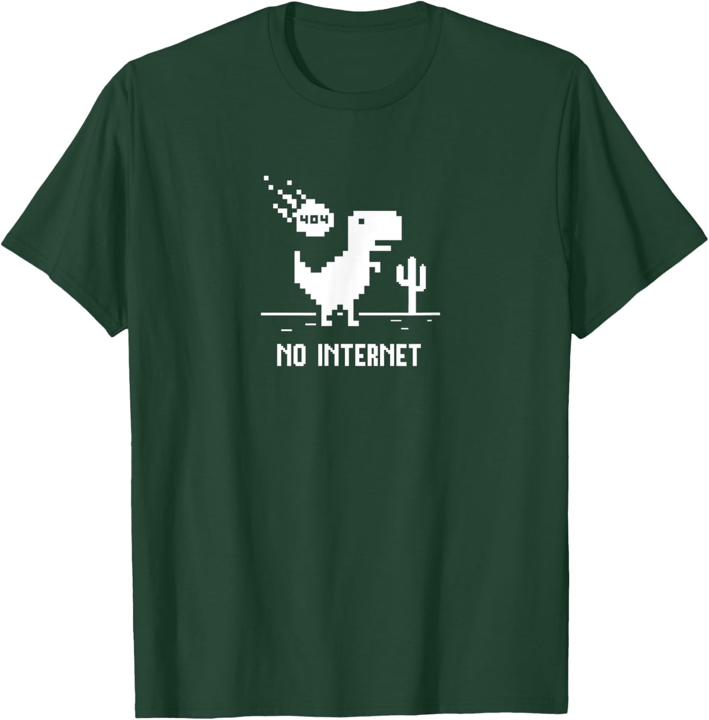 Funny No Internet T-Rex Pixel Art for Programmers T-Shirt - T-Shirt | Forest