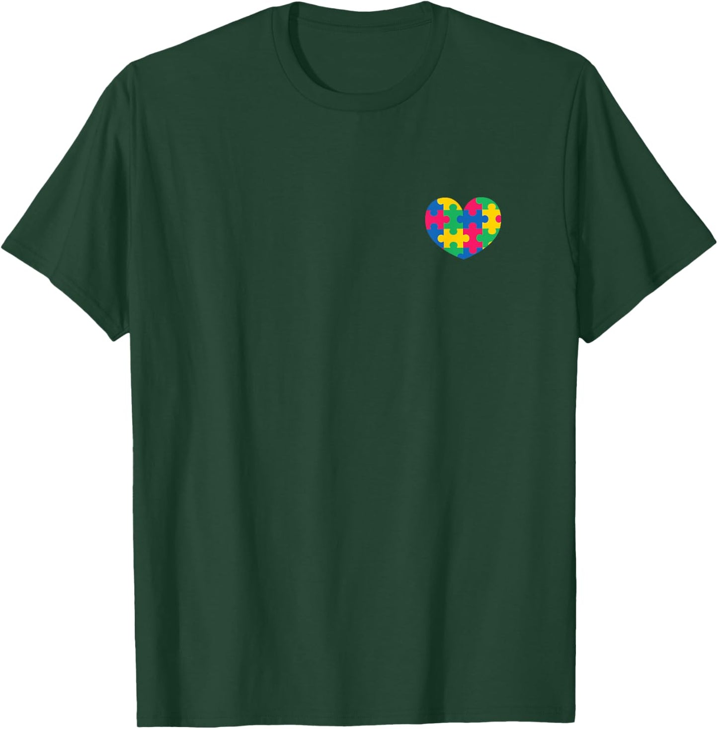 Heart Pocket Puzzle Piece Autism Awareness T-Shirt - T-Shirt | Forest