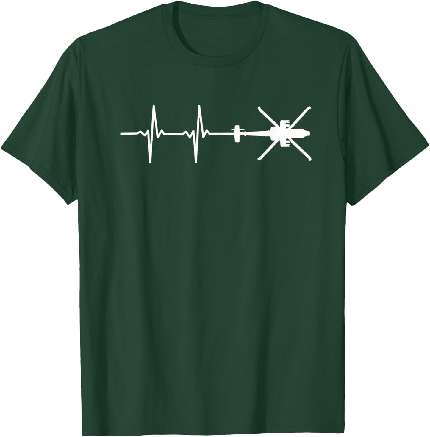EKG Heartbeat AH-64 Apache Military Gunship Shirt T-Shirt - T-Shirt | Forest