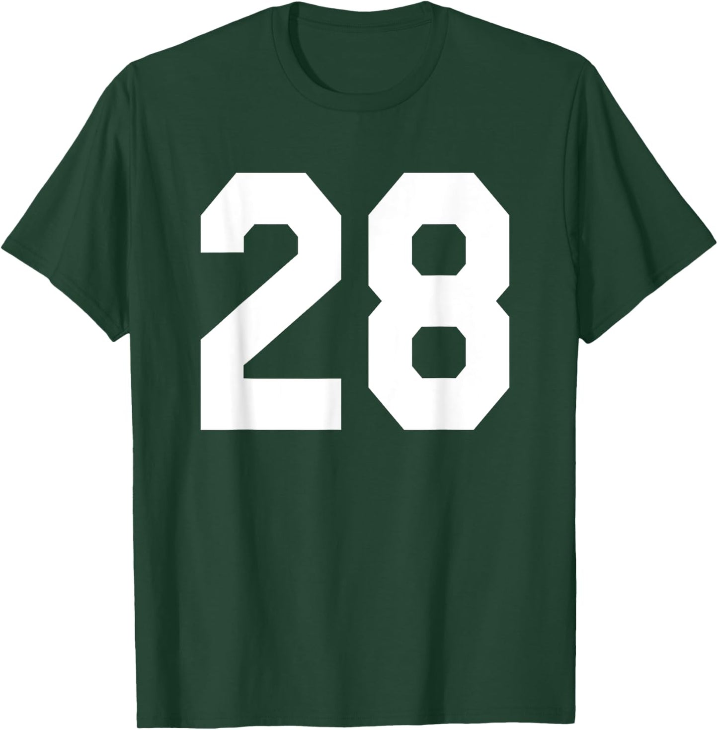 Number 28 Sports Jersey Front and Back Team Player T-Shirt - T-Shirt | Forest