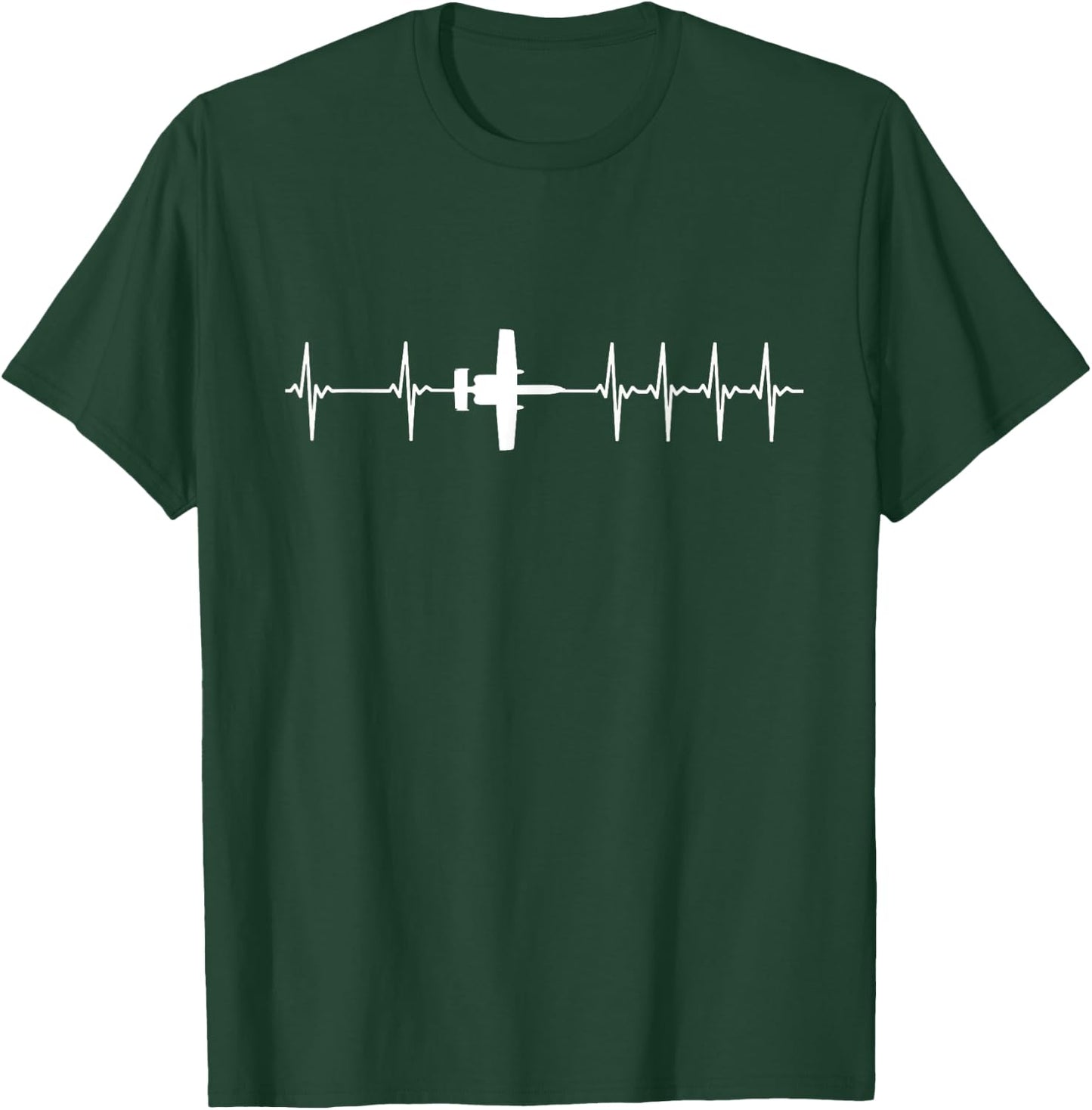 A10 A-10 Thunderbolt Warthog ECG Heartbeat Airplane T-Shirt - T-Shirt | Forest
