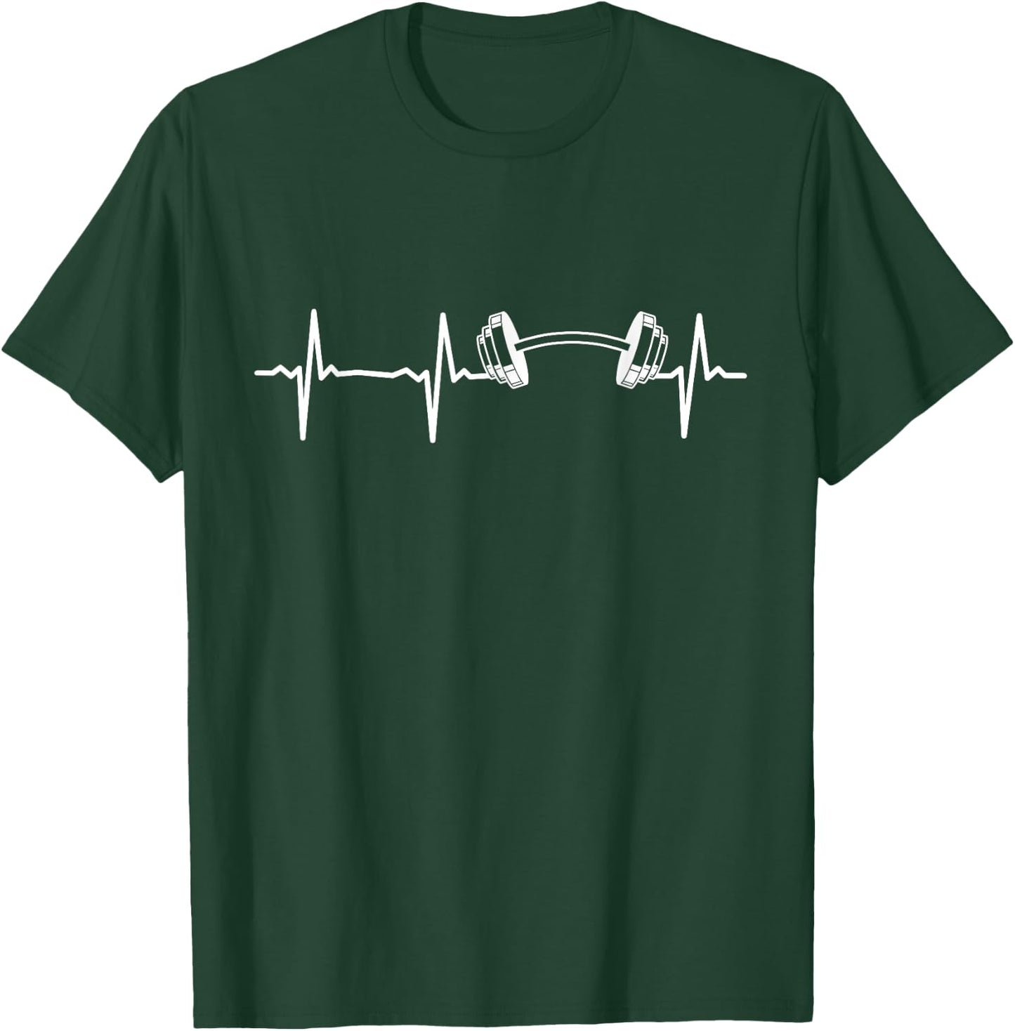 Bodybuilder Dumbbell Heartbeat Weightlifting Gym Fitness T-Shirt - T-Shirt | Forest