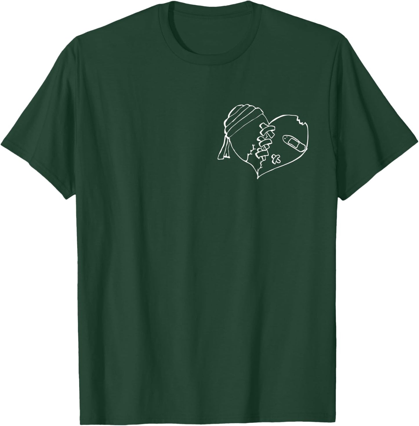 Broken Heart / Indie / Alt / Black and White / Goth / Stitch T-Shirt - T-Shirt | Forest