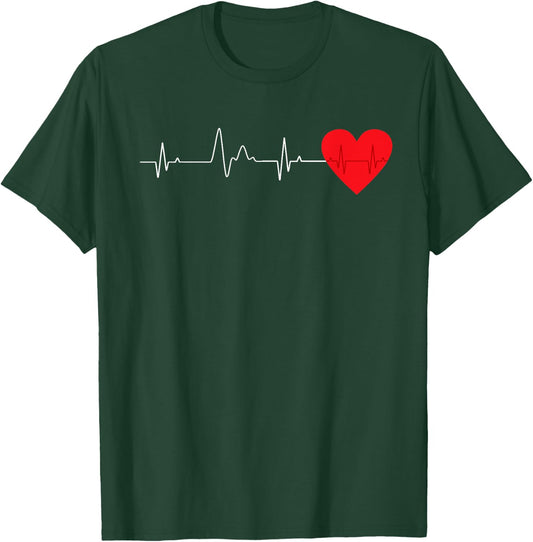 Heart EKG Heartbeat Pulseline Cardiologist Surgeon Survivor T-Shirt - T-Shirt | Forest