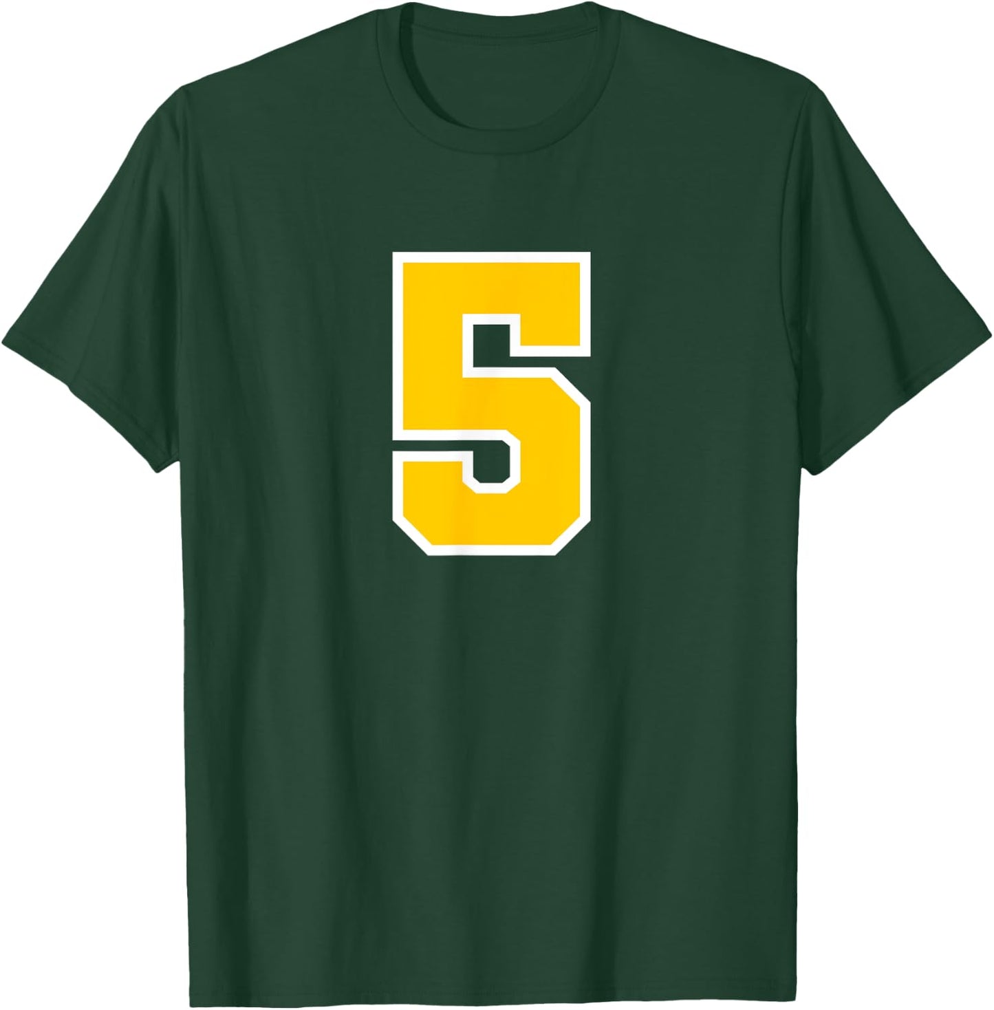 Number #5 Sports Team Yellow Number T-Shirt - T-Shirt | Forest