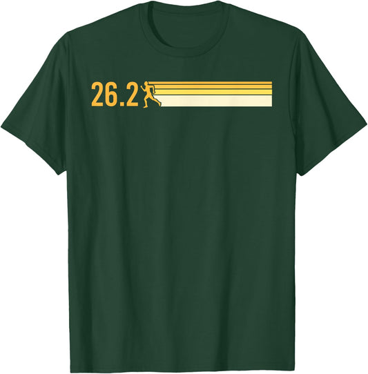Vintage Marathon Art Men Women Marathoner 26.2 Miles Runner T-Shirt - T-Shirt | Forest