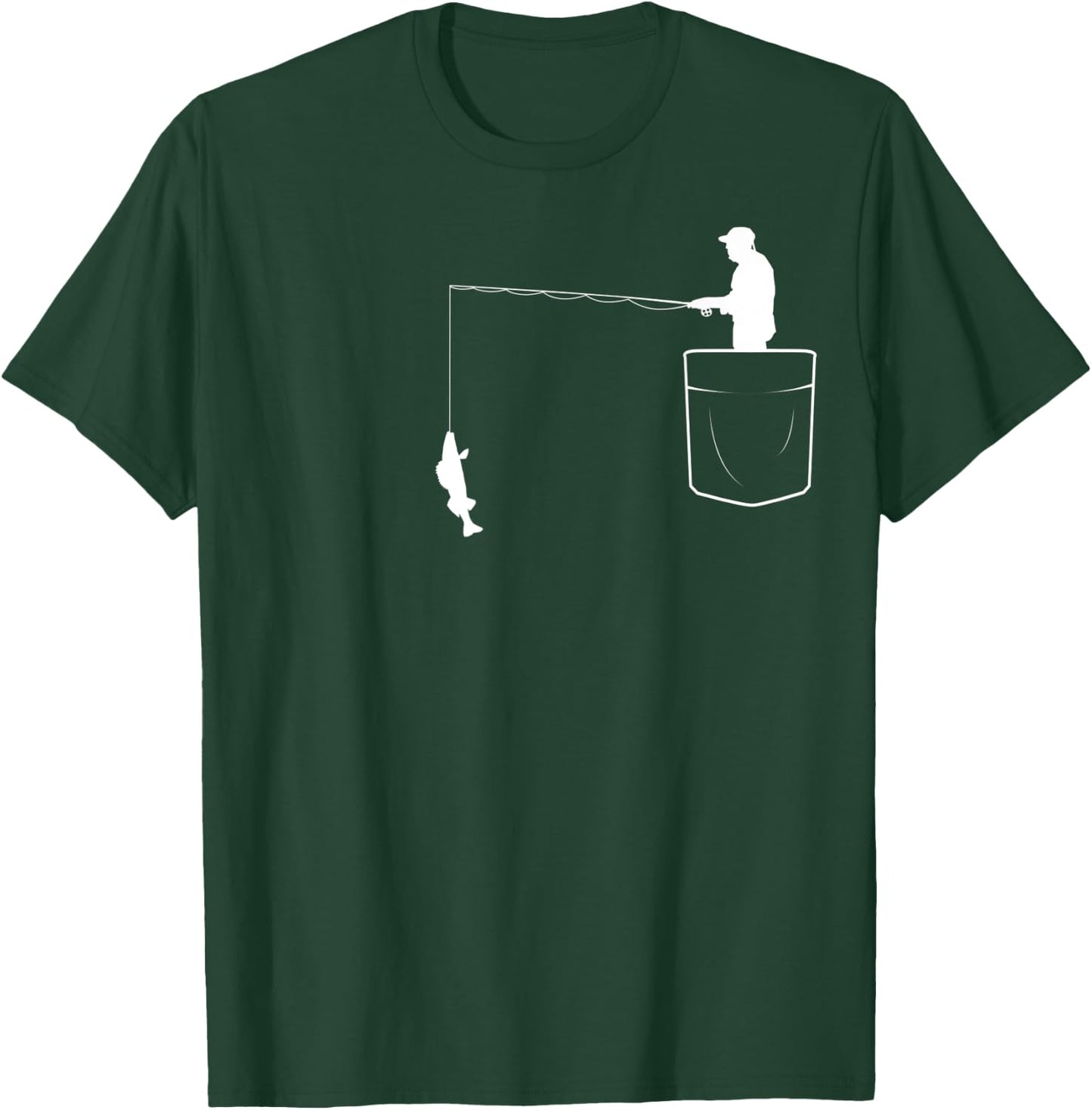 Walleye Fishing in pocket vintage art - Funny Fisherman T-Shirt - T-Shirt | Forest