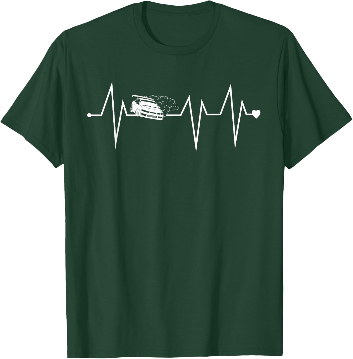 Funny Drifting JDM Drifter Heartbeat Heart Pulse Rate EKG T-Shirt - T-Shirt | Forest
