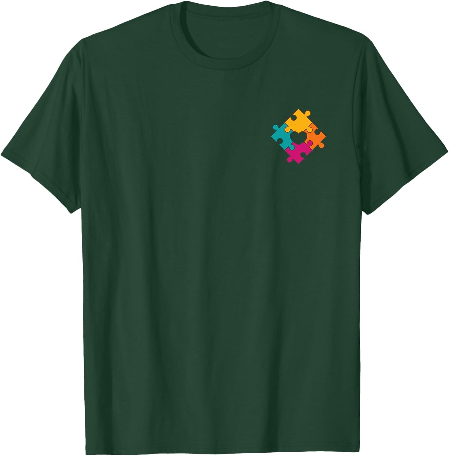 Pocket Puzzle Piece Autism Awareness T-Shirt - T-Shirt | Forest