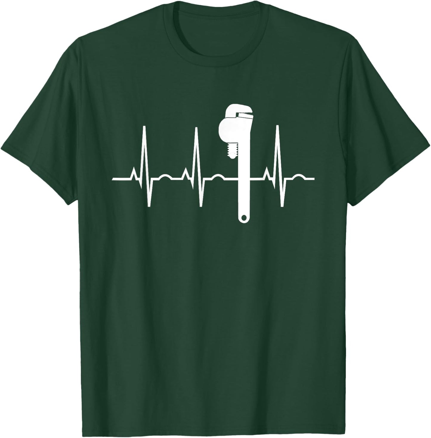 Funny Plumbing Tools Wrench Heartbeat Plumber Gift T-Shirt - T-Shirt | Forest