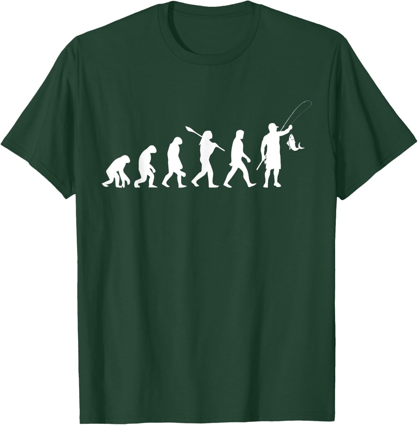 Funny Fishing Shirt. From Monkey to Caveman to Fisherman. T-Shirt - T-Shirt | Forest