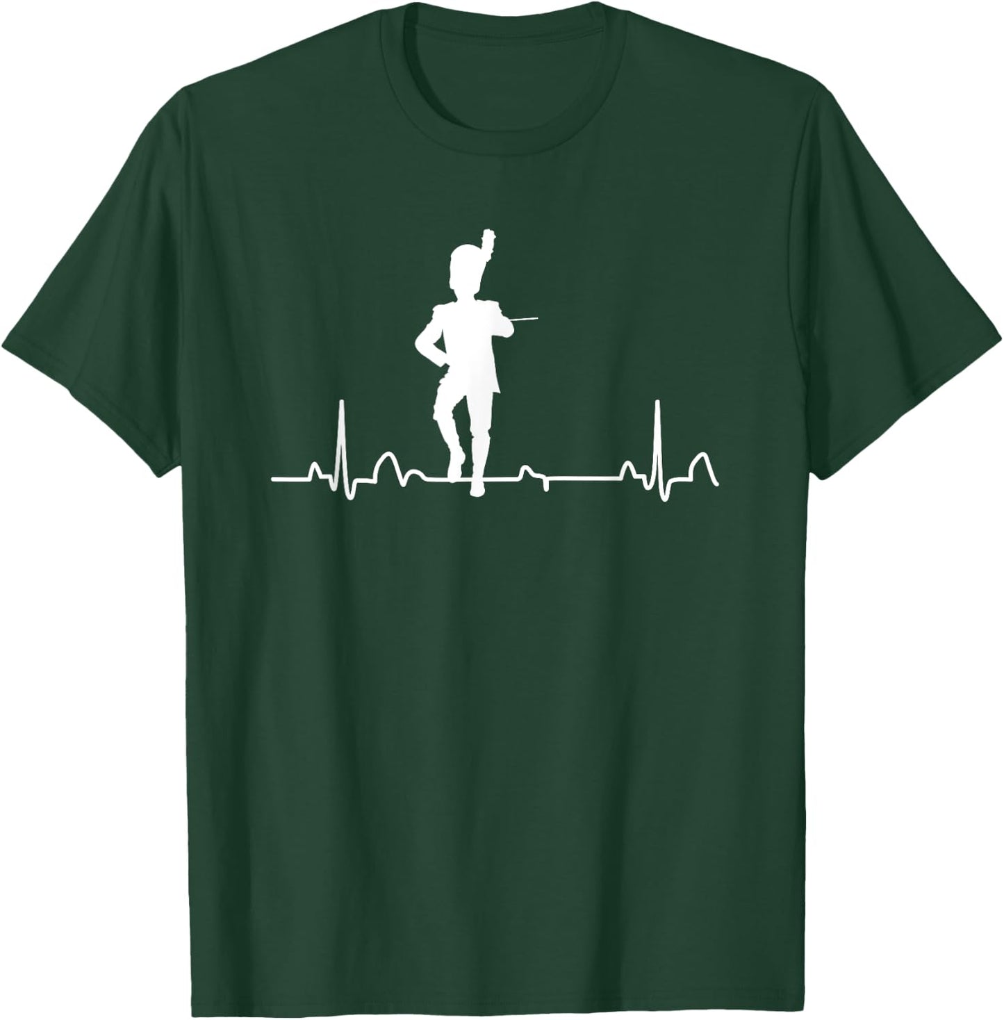 Funny Drum Major Heartbeat Marching Band Gift Men Women Kids T-Shirt - T-Shirt | Forest