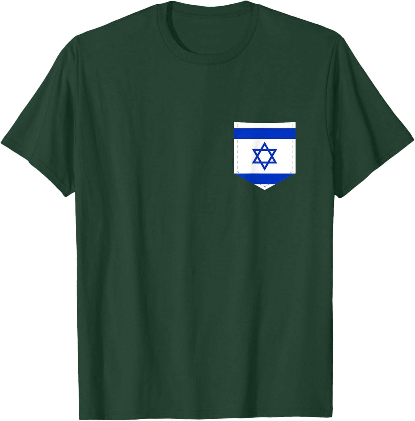 Israel Flag with Printed Israeli Flag Pocket T-Shirt - T-Shirt | Forest