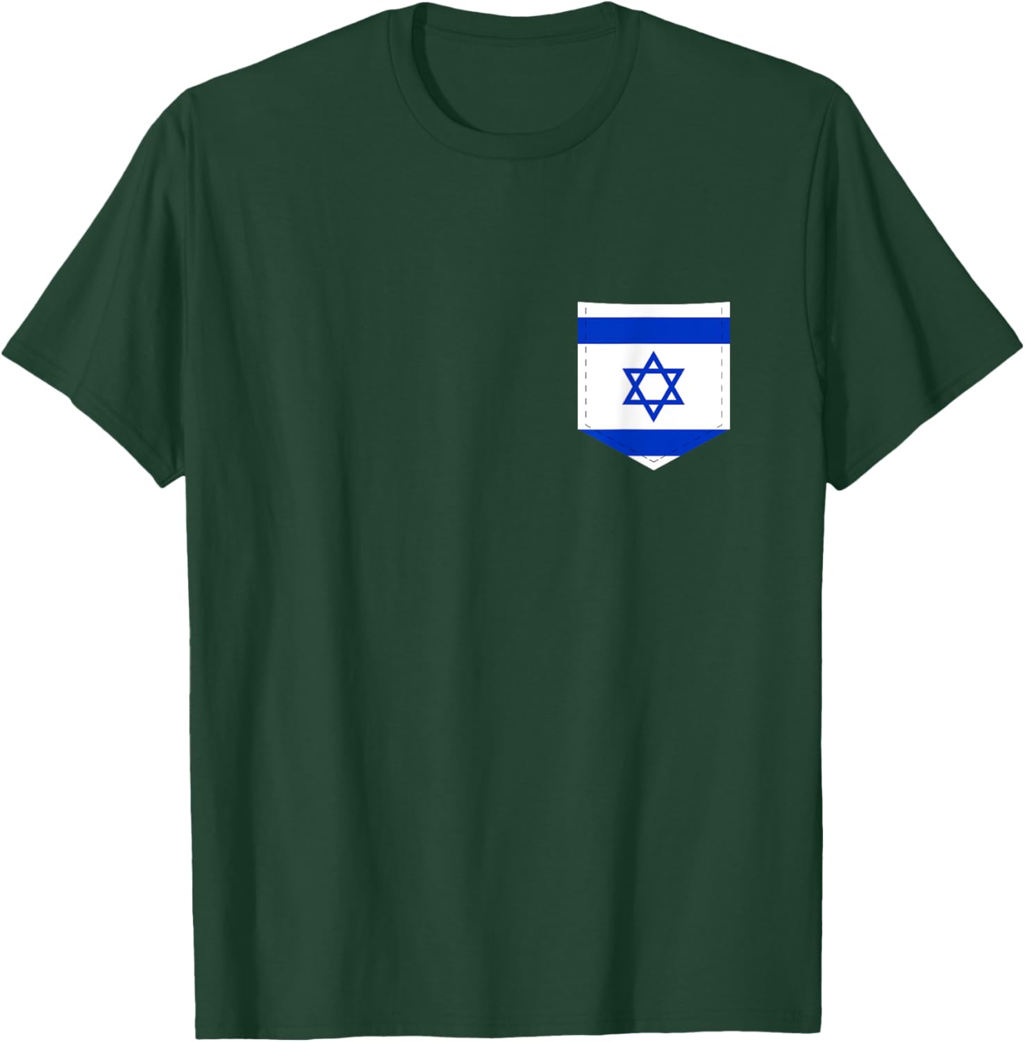 Israel Flag with Printed Israeli Flag Pocket T-Shirt - T-Shirt | Forest