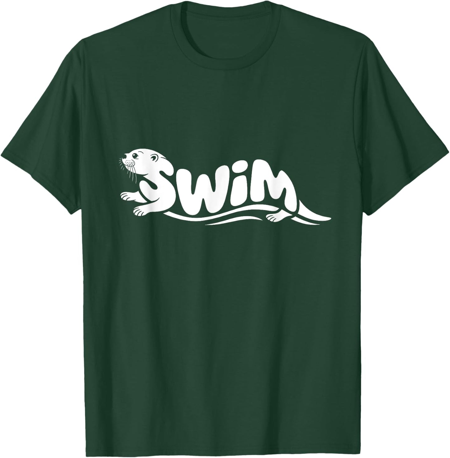 Swim Otter Word Art - Water Fun Nature & Diving Design T-Shirt - T-Shirt | Forest