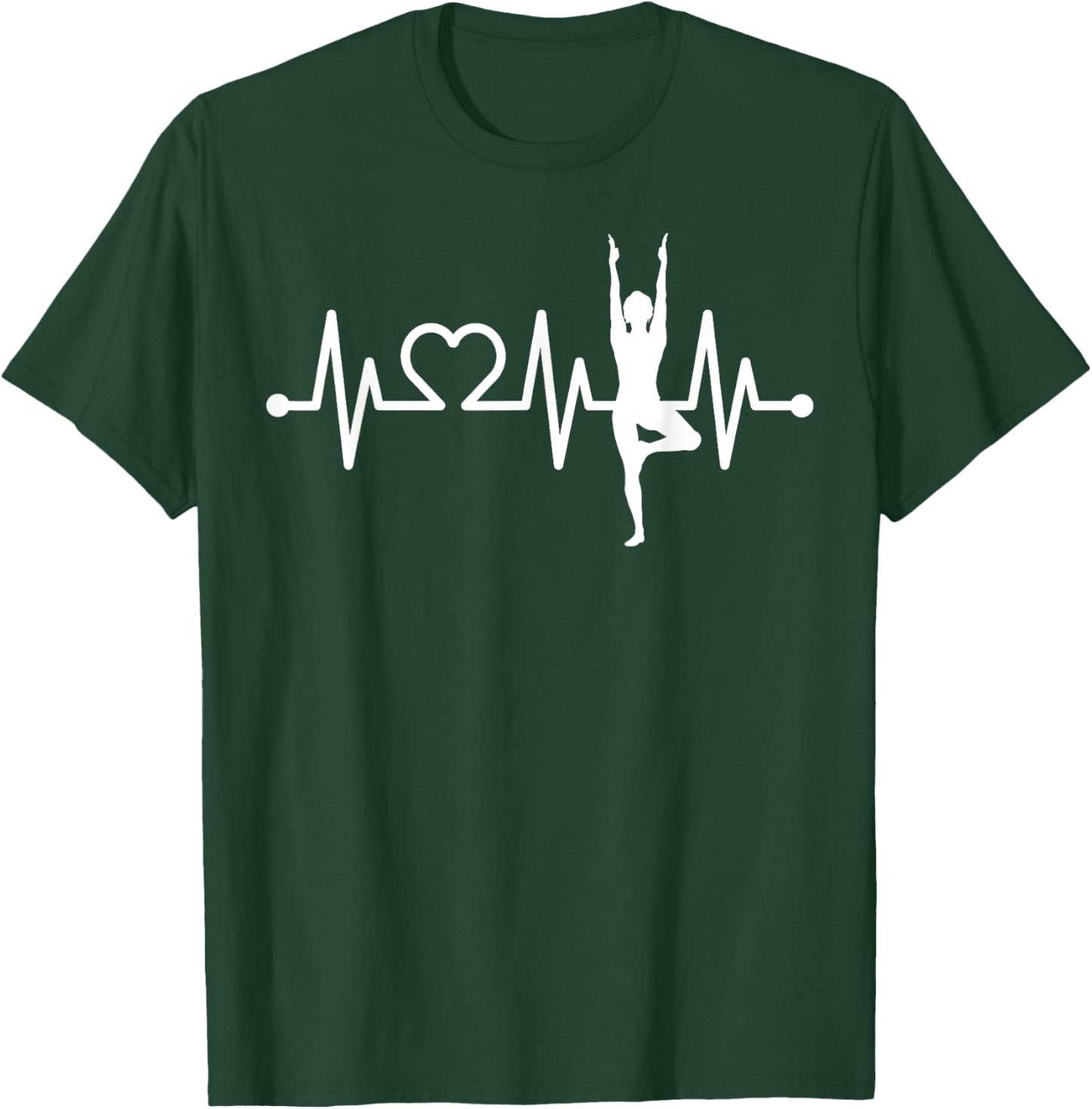 EKG Heartbeat Yoga with Heart Tree Vrksasana Pulse T-Shirt - T-Shirt | Forest