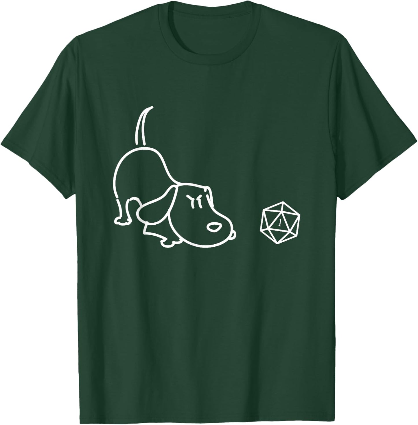 Nerdy Polyhedral D20 Dice Set for Dog Lovers Geeky T-Shirt - T-Shirt | Forest