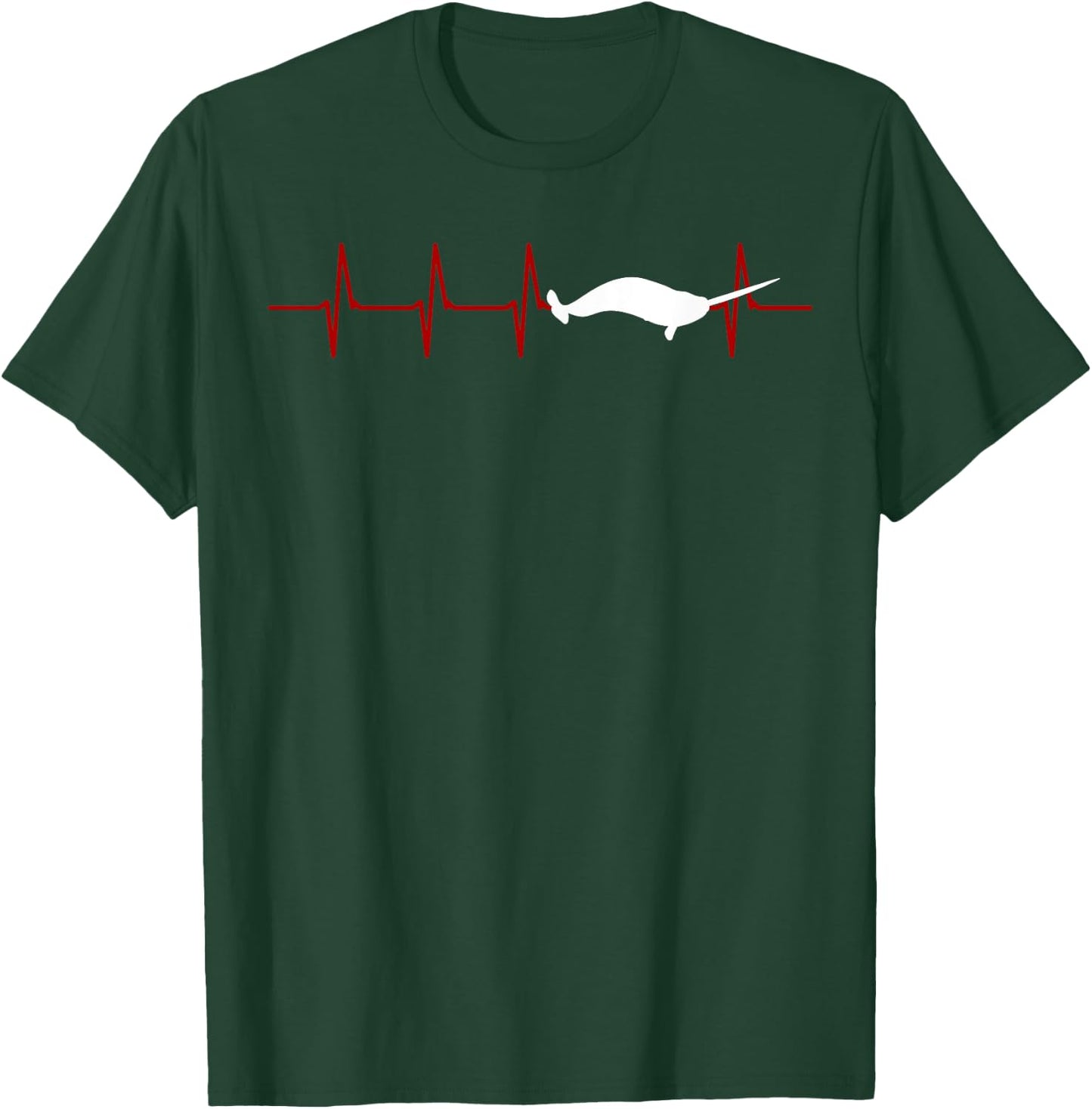 Narwhal Heartbeat Oceanologist Sea Animal Whale Ocean T-Shirt - T-Shirt | Forest