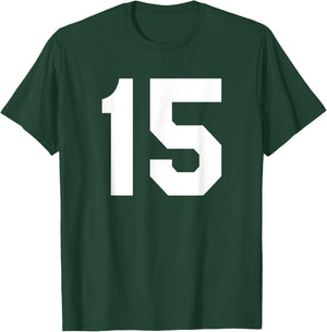 Number 15 Sports Jersey Front and Back Team Player T-Shirt - T-Shirt | Forest