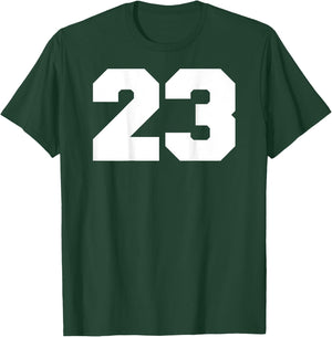 Number 23 Sports Jersey Player #23 Fan BACK PRINT Varsity T-Shirt - T-Shirt | Forest
