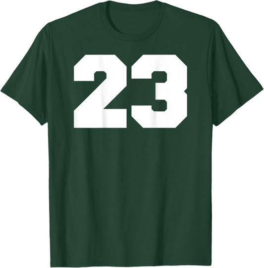 Number 23 Sports Jersey Player #23 Fan BACK PRINT Varsity T-Shirt - T-Shirt | Forest