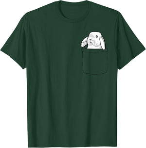 Rabbit Pocket Cute Bunny Women Girls Boys Kids T-Shirt - T-Shirt | Forest