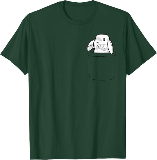 Rabbit Pocket Cute Bunny Women Girls Boys Kids T-Shirt - T-Shirt | Forest