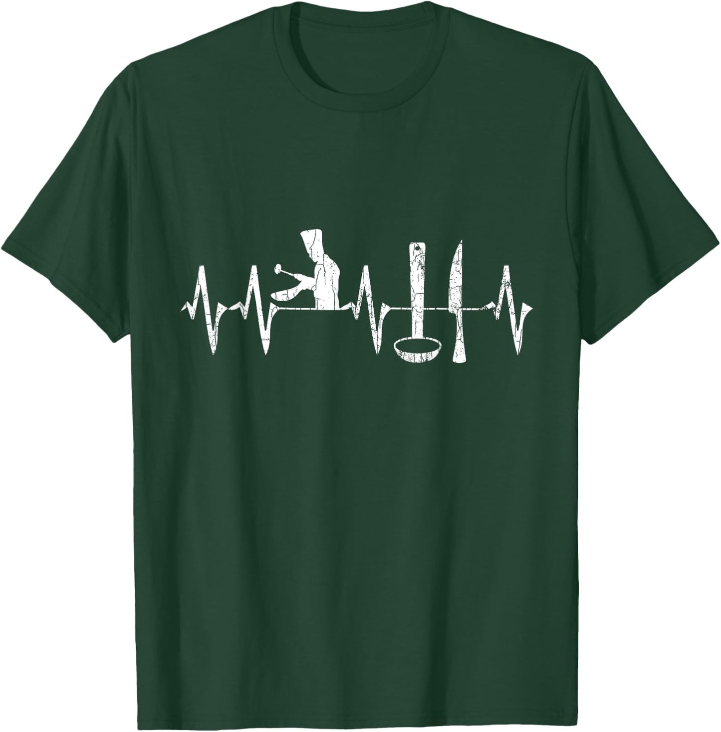 Cooking Heartbeat Funny Chef Cook Graphic T-Shirt - T-Shirt | Forest