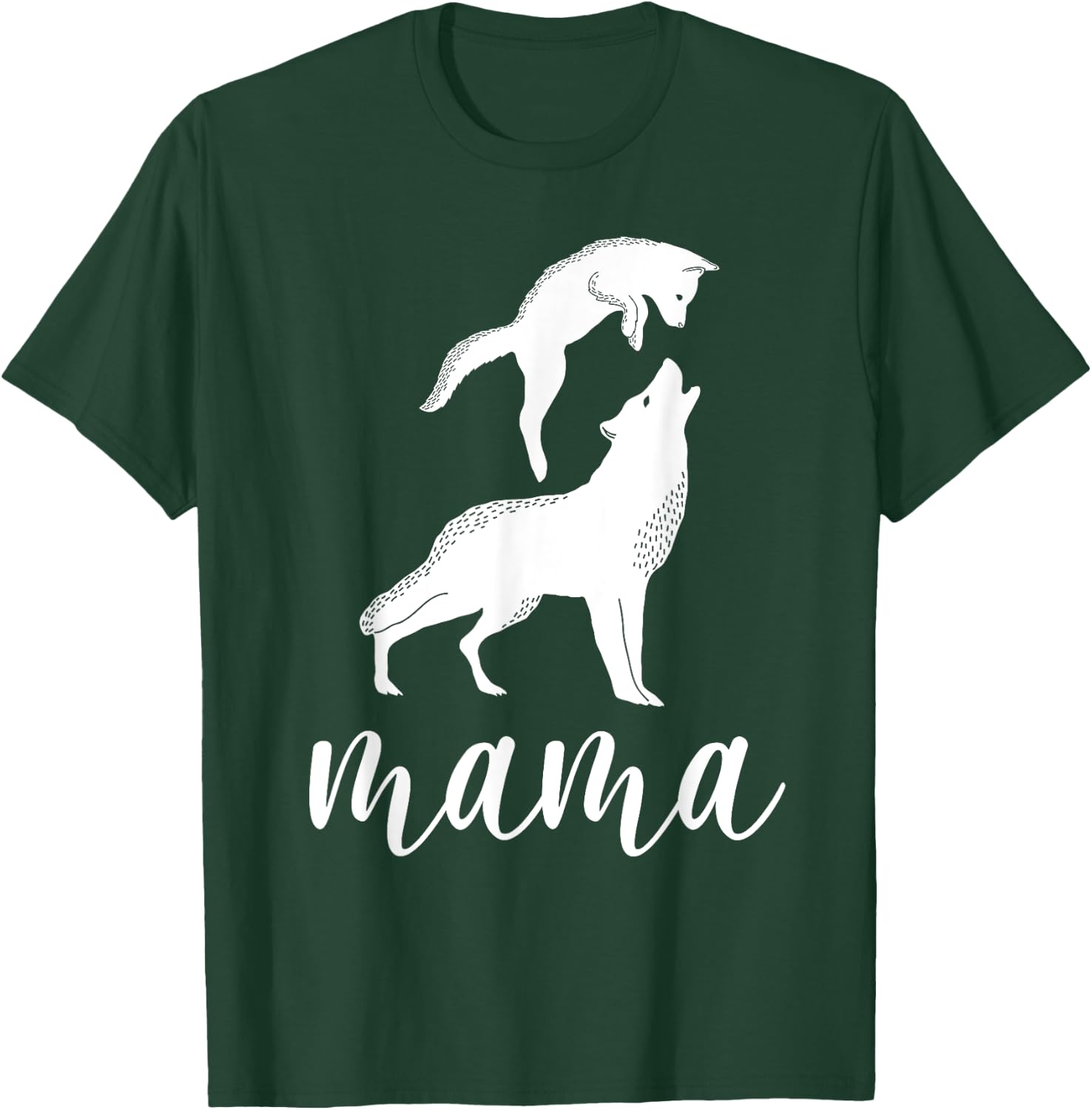Mama Wolf & Baby Wolf Love Mom and Kids - Mothers Day T-Shirt - T-Shirt | Forest
