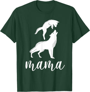 Mama Wolf & Baby Wolf Love Mom and Kids - Mothers Day T-Shirt - T-Shirt | Forest