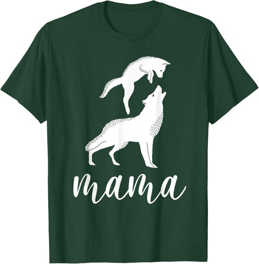 Mama Wolf & Baby Wolf Love Mom and Kids - Mothers Day T-Shirt - T-Shirt | Forest
