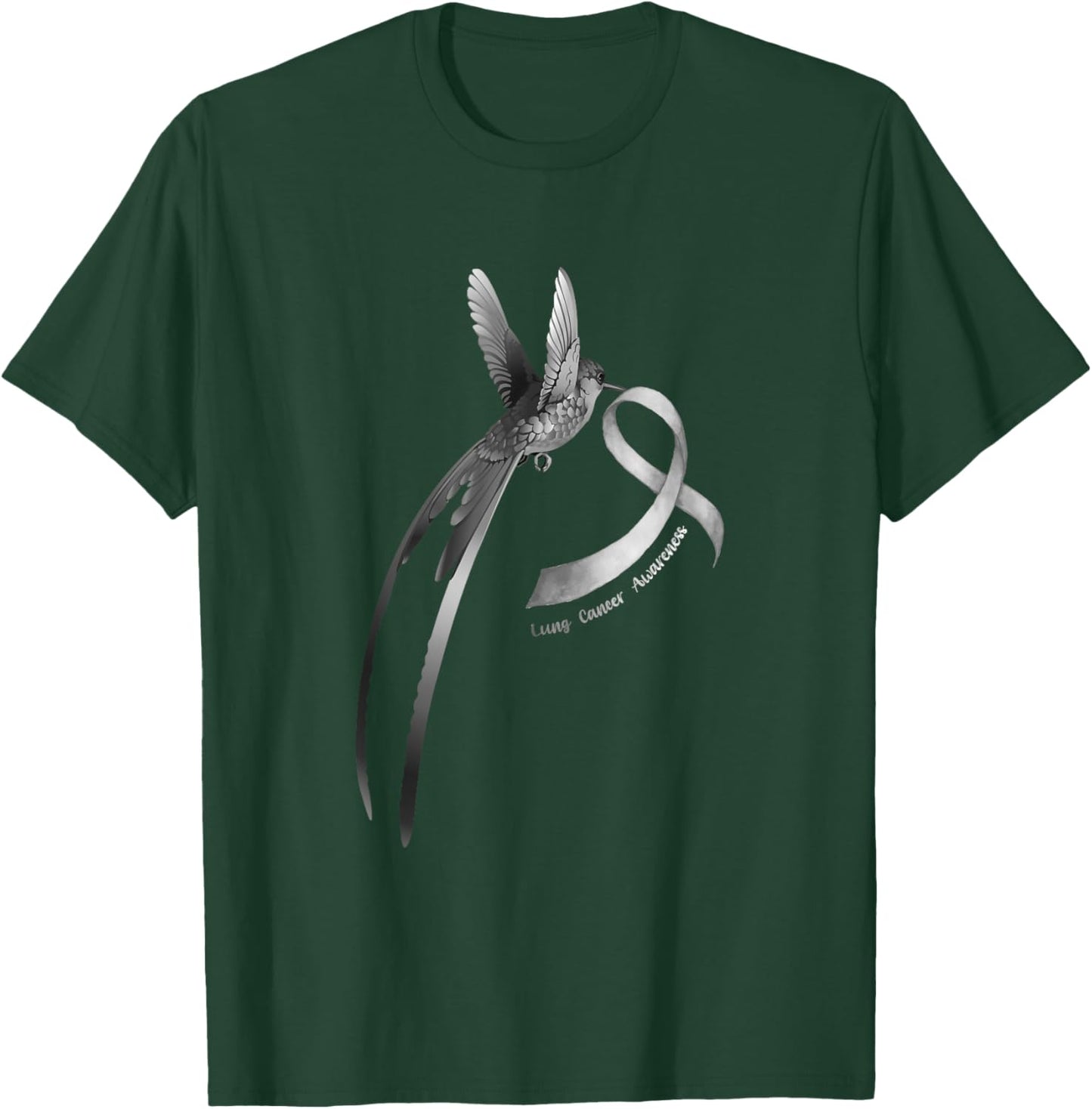 Bird White Ribbon Lung Cancer Awareness T-Shirt - T-Shirt | Forest