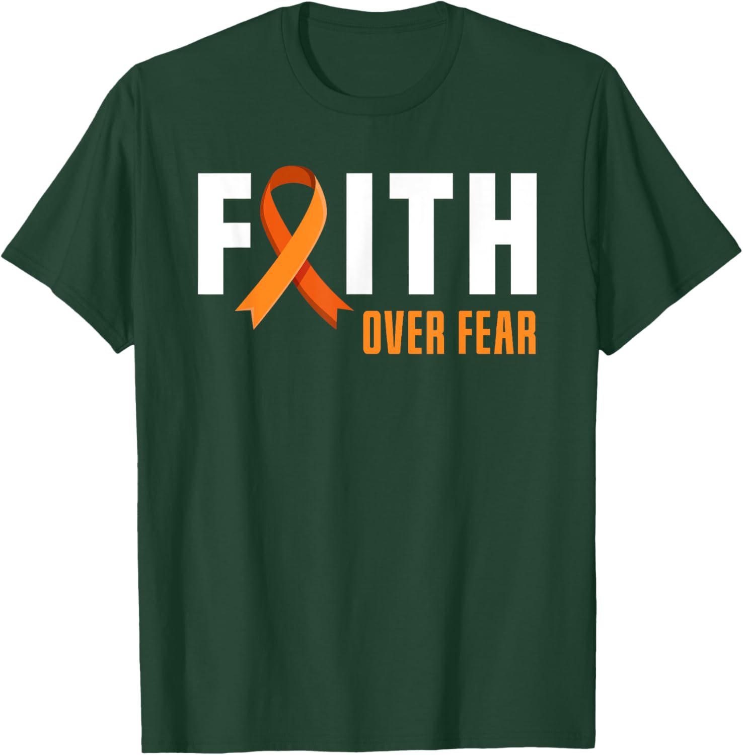 Leukemia Warrior Faith Fear God Leukemia Cancer Awareness T-Shirt - T-Shirt | Forest