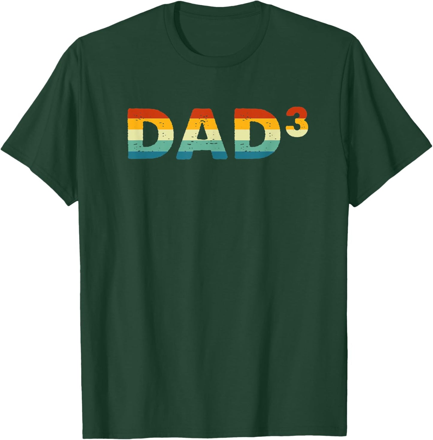 Men Vintage Daddy Of 3 Kids Funny Dad Cubed Father's Day T-Shirt - T-Shirt | Forest