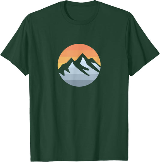 Mountain Sunset Outdoor Hiking Retro T-Shirt - T-Shirt | Forest
