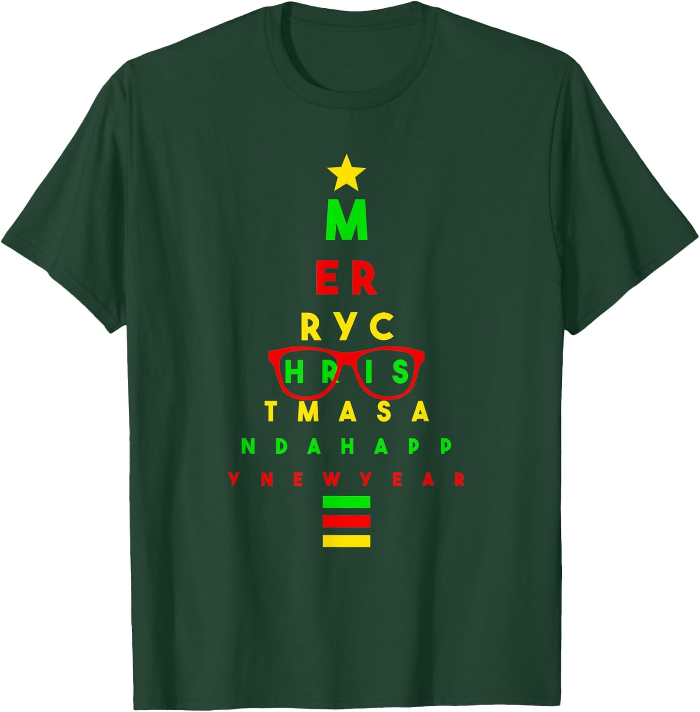 Optometrist Optician Christmas Tree Snellen Eye Test Glasses T-Shirt - T-Shirt | Forest