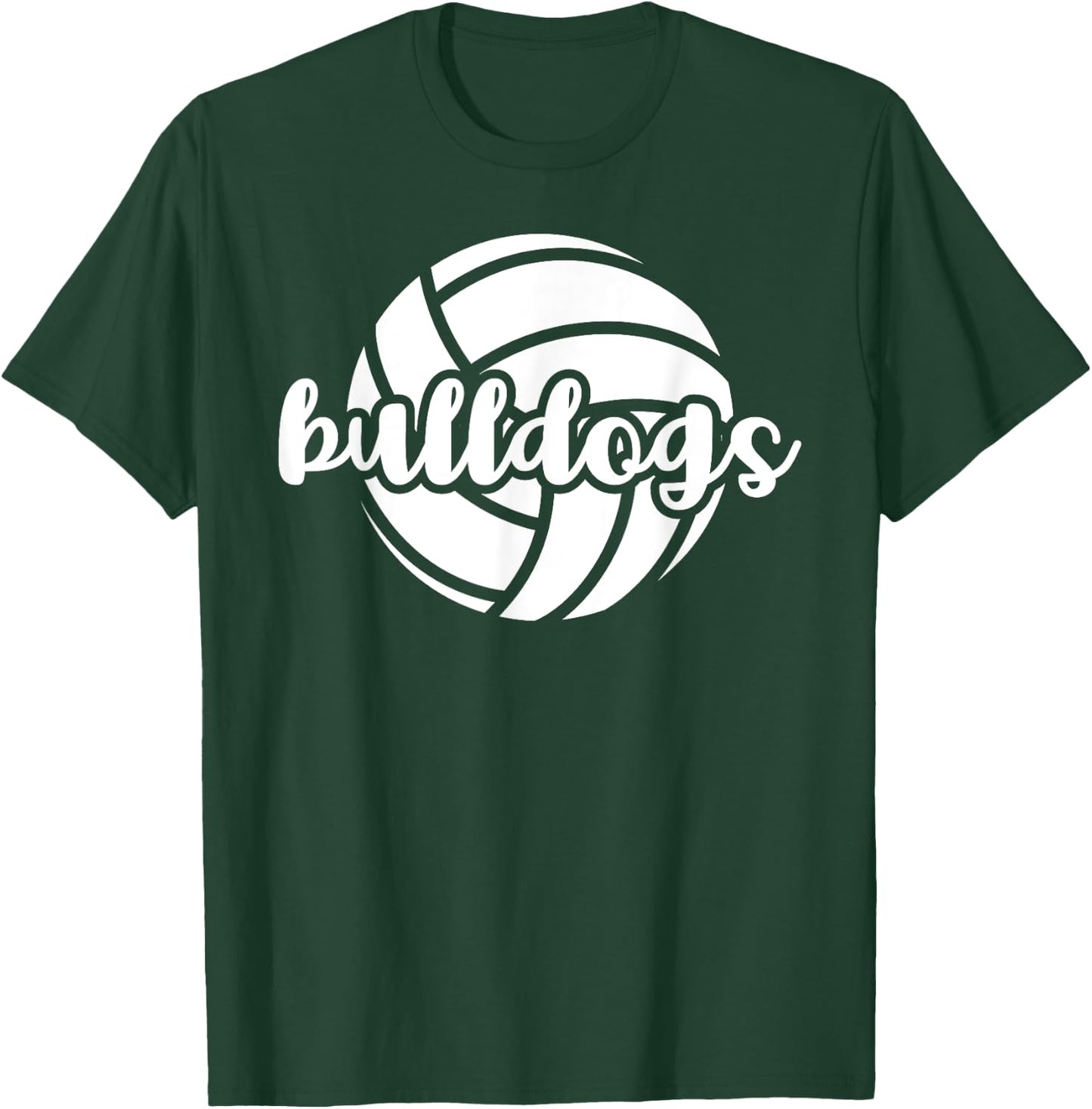 Bulldogs Volleyball Team Mascot School Spirit Game Night T-Shirt - T-Shirt | Forest
