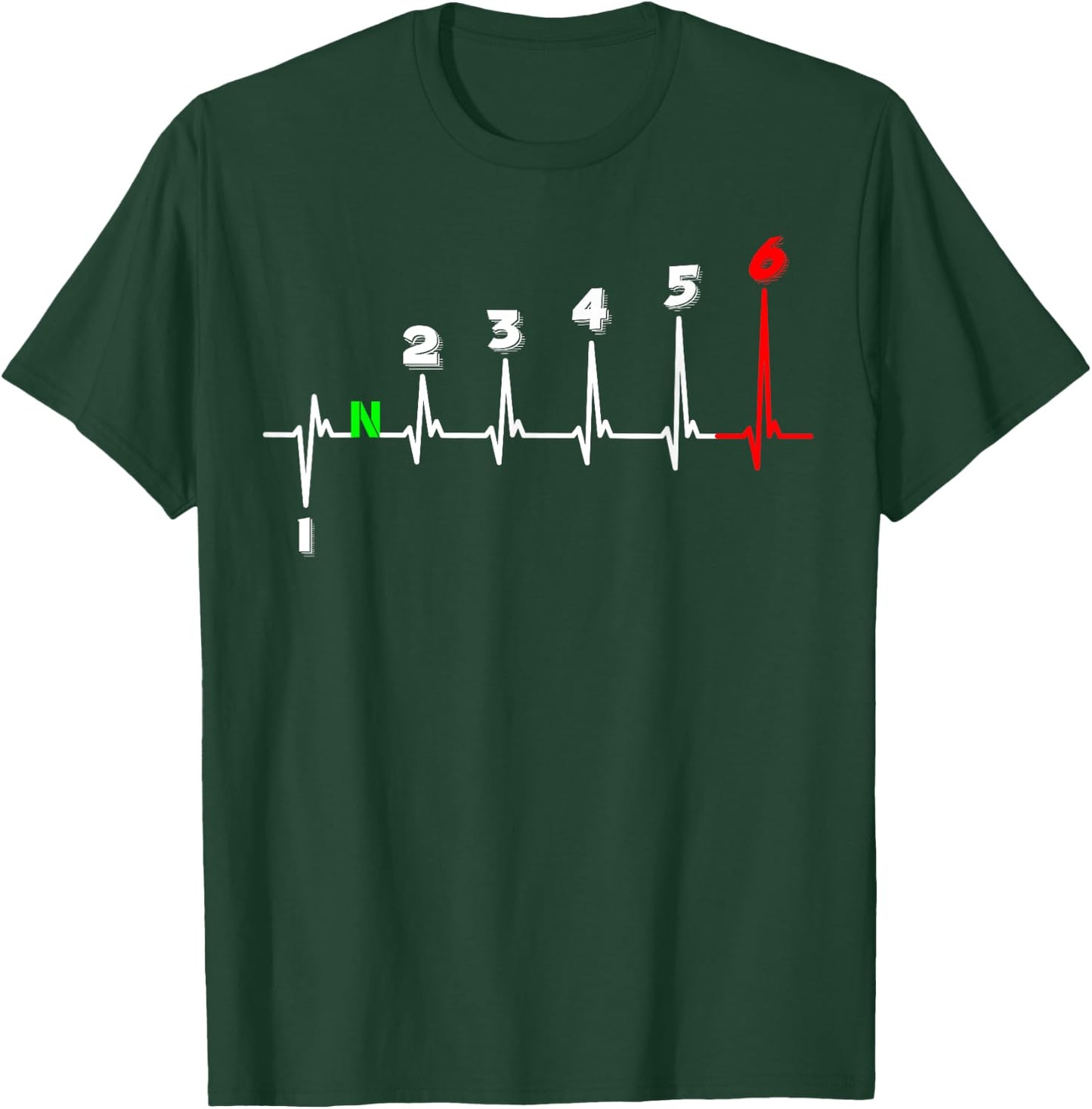 Motorcycle Heartbeat ECG Heart Rate Gear Shifter 1-6 Gears T-Shirt - T-Shirt | Forest