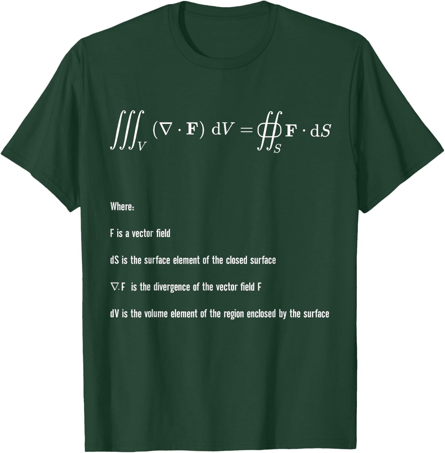 Divergence Theorem Vector Calculus Mathematical Physics T-Shirt - T-Shirt | Forest