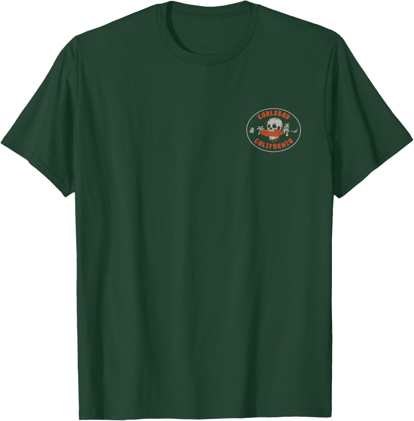 Carlsbad California CA Skull Surf Tattoo Front & Back T-Shirt - T-Shirt | Forest