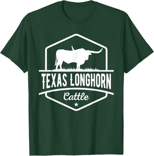 Texas Longhorn Cattle - Longhorn Cow For Cattle Farmer T-Shirt - T-Shirt | Forest