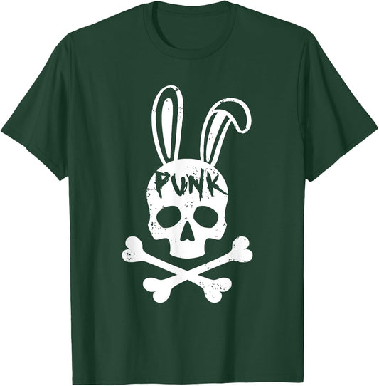 Punk Skull Rabbit Rock Music Aesthetic Subculture Rocker T-Shirt - T-Shirt | Forest