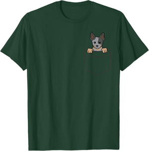 Blue Heeler In a Pocket Australian Cattle Dog Men Women Girls Kids T-Shirt - T-Shirt | Forest