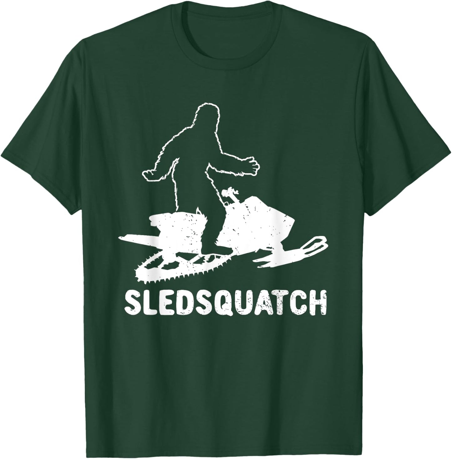 Bigfoot Snowmobile Riding Sasquatch Snowmobiling Racing T-Shirt - T-Shirt | Forest
