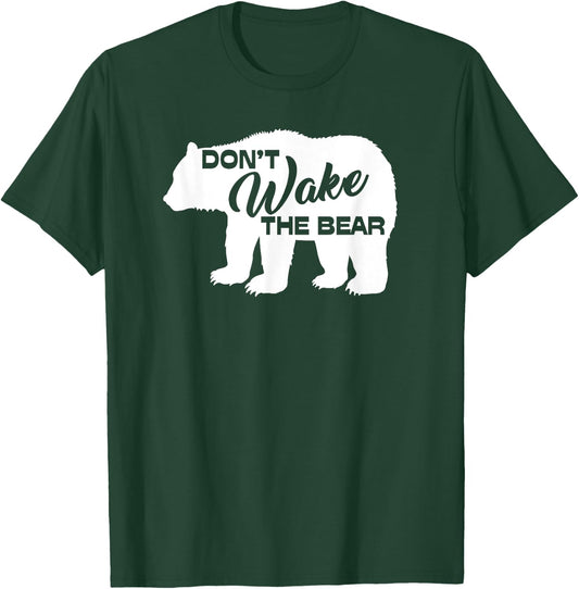 Don't Wake The Bear Funny Bear Silhouette Graphic Sleeping T-Shirt - T-Shirt | Forest